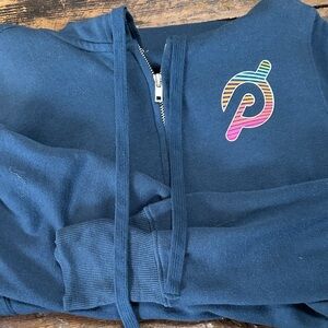 Peloton Navy Hoodie with Rainbow Stripe Logo
